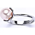 Zlatý prsten, Swarovski rosaline perla 8 mm, bílé i žluté zlato - T 1351