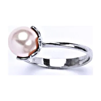 Prsten Zlatý prsten, Swarovski rosaline perla 8 mm, bílé i žluté zlato - T 1351