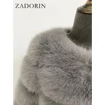 Zimní dámský kabát z umělé kožešiny s kapucí Barva: Šedá, Velikost: XL