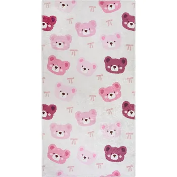 Koberec Růžový/slonovinový pratelný dětský koberec 60x100 cm Cute Teddies Pink – Vitaus ID_1779692