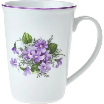 Český porcelán, Dubí Hrnek Erin 420 ml fialky s fialovou linkou