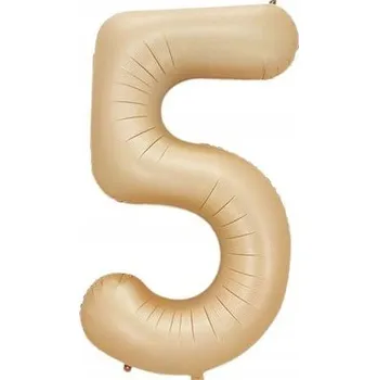 Balónek Foliový balónek Číslice 5. narozeninový 100 cm Pudrový Béžový Velký XXL 40" VivaParty