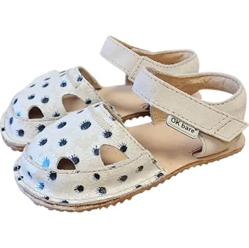 Dívčí sandály Dívčí kožené barefoot sandály MIKA /I/X krémová 23