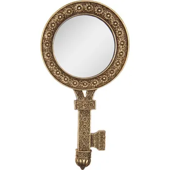 Zrcadlo Zlaté zrcadlo s rámem ve tvaru klíče – 13x2x25 cm