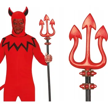 Karnevalový doplněk Vidle Trojzubec Ďábla Čertice Červený Dámský Halloween Karneval 100cm
