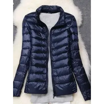 Dámská parka Dámská zimní bunda s prošíváním – ultralehká, péřová, do -10°C Barva: Tmavě Modrá, Velikost: 6XL