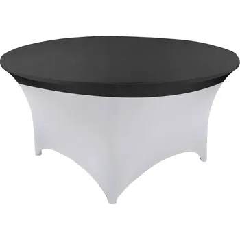 Prostěradlo Elastický ubrus, potah, topper černý na kulaté stoly průměr 180 cm