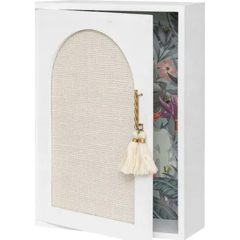 Železářství Zrcadlová skříňka na klíče bílá Wild 5 háčků 20x28x8,5 cm