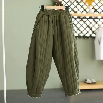 Volné dámské kalhoty s páskem ve vintage stylu Velikost: L, Barva (Varianta): Barevná 2