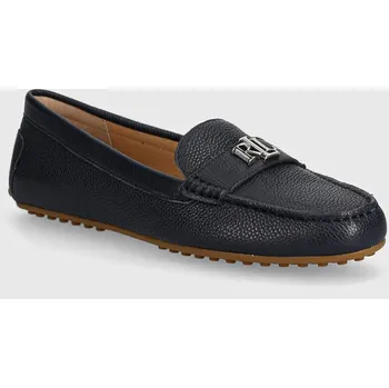 Dámské mokasíny Kožené mokasíny Lauren Ralph Lauren Barnsbury dámské, tmavomodrá barva, na plochém podpatku, 802942768007 802942768007.410 59X, EUR 36