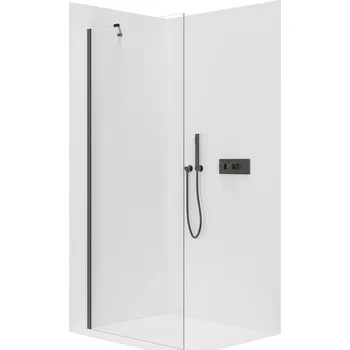 CERANO - Sprchová zástěna Walk-in Onyx Y L/P - 10 mm - černá matná, transparentní sklo - 140x200 cm