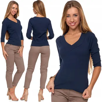 Dámský svetr MORAJ Dámský žebrovaný svetřík, elegantní halenka s výstřihem do V - 3XL