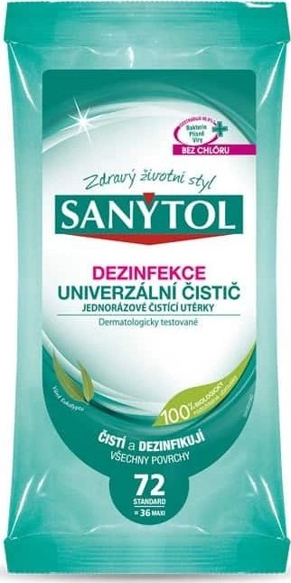 Sanytol dezinfekční vlhčené ubrousky / 72 kusů