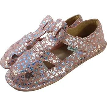 Chlapecké sandály Dětské kožené barefoot sandálky ITHAKA růžová 30