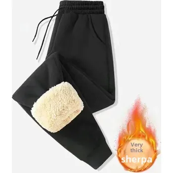 Zateplené unisex tepláky s flísem a volným střihem Velikost: 4XL, Barva (Varianta): [1 lambswool] Black