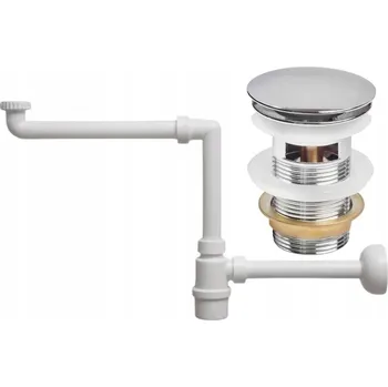 Sifon Teleskopický sifon umyvadla s úsporou místa + Chromová zátka Click Clack s přepadem