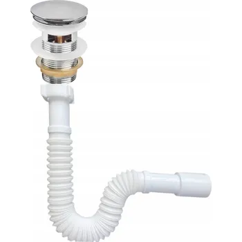 Sifon Zátka s přepadem automatická, klik-klak kulatý Hydro-Era stříbrná