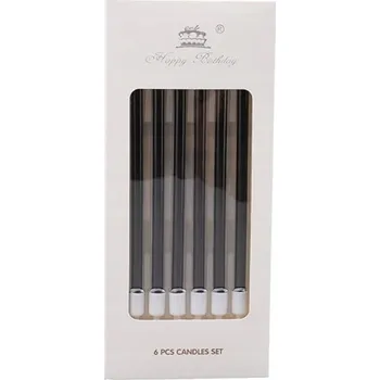 Dortová svíčka Svíčky ozdoby na dort jednoduché svíčky dekorace k narozeninám černé 6 kusů