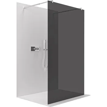 CERANO - Sprchová zástěna Walk-in Onyx Duo L/P - 10 mm - kulatá vzpěra - chrom, grafitové sklo - 120x200 cm