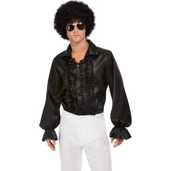 Karnevalový kostým SmiffysPánská retro košile nařasená 60. léta - černá Velikost: XL 56-58