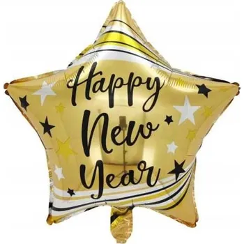 Balónek Balónek Silvestr Hvězda 45cm ŠŤASTNÝ NOVÝ ROK