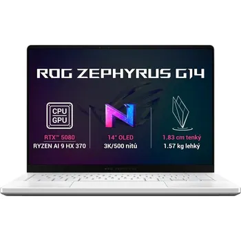 Notebook ASUS NTB ROG Zephyrus G14 (GA403WW-NEBULA104X), AI 9 HX 370, 14" 2880 x 1800, 32GB, 1TB SSD, Radeon+RTX, W11 Pro, White