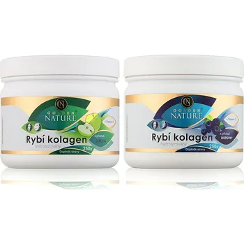 Kloubní výživa 1+1 Golden Nature Rybí kolagen+Vitamin C - Borůvka 250g + Jablko 250g
