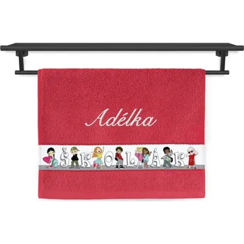 Dětský ručník se jménem NA PŘÁNÍ 30x50 Školák tmavě červená