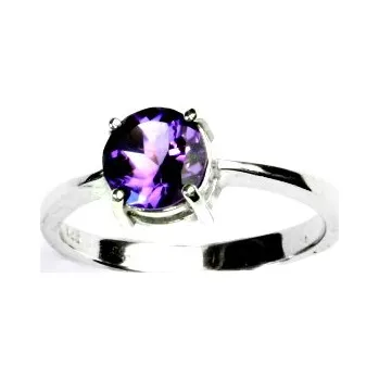 Prsten Zlatý prsten, přírodní ametyst tmavý, bílé i žluté zlato - T 1252