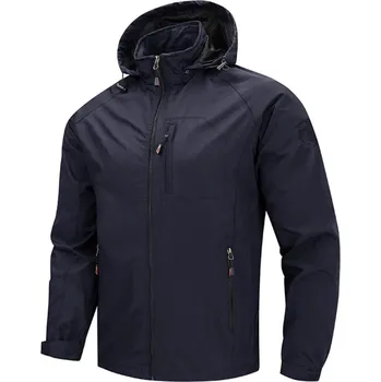 Pánská softshellová bunda Pánská outdoorová bunda s kapucí, větruodolná na turistiku Barva: Tmavě Modrá, Velikost: 4XL