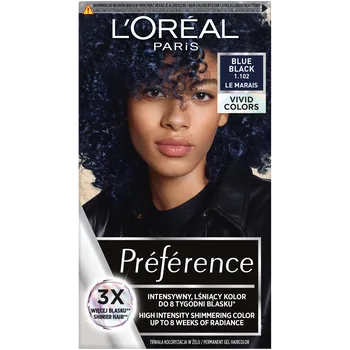 Barva na vlasy L'Oréal Paris Preference Vivid Colours barva na vlasy 1.102 blue black, 1 bal.