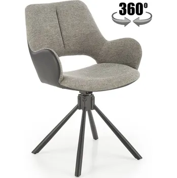 Jídelní židle Jídelní otočné křeslo SALSA — kov, látka, ekokůže, šedá / černá