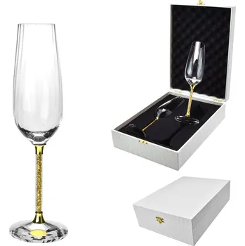 Sklenice Carmani® Flétny 200 ml s fazetami s ozdobnou nožkou - sada 2 ks v luxusní krabici