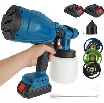 Stříkací pistole MALÍŘSKÁ STŘÍKACÍ PISTOLE ELEKTRICKÁ NA MALOVÁNÍ ZDÍ 3 TRYSKY 250W 2 AKU