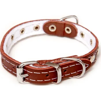 Obojek pro psa BAFPET Kožený obojek podšitý, zdobený nýty Barva: Hnědá, Rozměr: 18mm x 50cm /40-46/ 01114