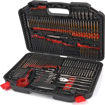 Vrták Kompletní sada vrtáků a bitů zahrnující vrtáky do kovu, dřeva, rychlořezné vrtáky a pily na díry, bity atd., sada 246 dílů (TrueTech)