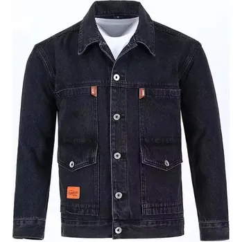 Pánský bomber Pánská džínová bunda – volný pracovní styl na jaro a podzim Barva: Černá, Velikost: L