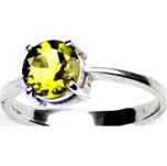 Stříbrný prsten, přírodní olivový křemen, prstýnek ze stříbra, T 1252