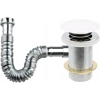 Sifon Flexibilní chromovaný sifon s bílou zátkou, bez přepadu