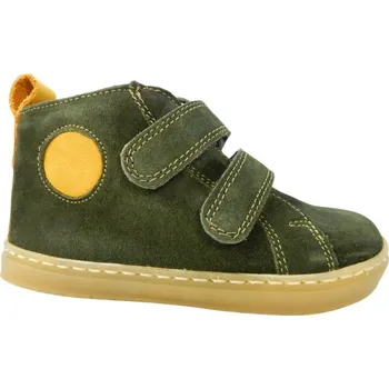 Dívčí zimní obuv Dětská kotníková barefoot obuv na suchý zip LIME olivová 28