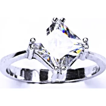 Prsten Zlatý prsten, zirkon čirý 7x7 mm , bílé i žluté zlato T 1258