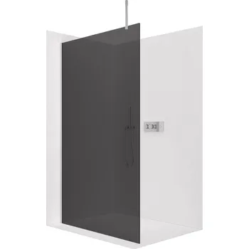 CERANO - Sprchová zástěna Walk-in Onyx Top Cube L/P - 10 mm - hranatá vzpěra - chrom, grafitové sklo - 140x200 cm