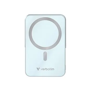Powerbanka Verbatim, power banka s bezdrátovým nabíjením, 5V, nabíjení telefonu, 32266, 10 000mAh, magnetické připevnění, Modrá