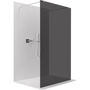 CERANO - Sprchová zástěna Walk-in Onyx Duo L/P - 10 mm - hranatá vzpěra - chrom, grafitové sklo - 130x200 cm
