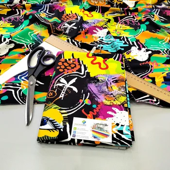 Moraviatex Balíček 1metr - Jednolíc elastický bavlna/Elastan6% digi tisk OMG (0,37kg)