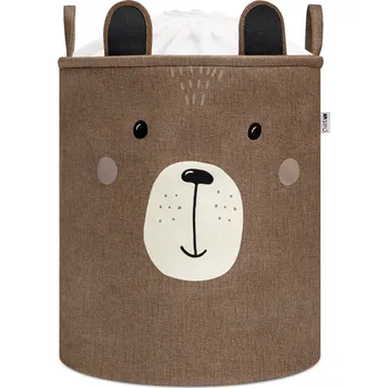 úložný prostor na hračky Sipo Koš na hračky XL se šňůrkou, skládací bavlněný / 63 l, Brown Bear