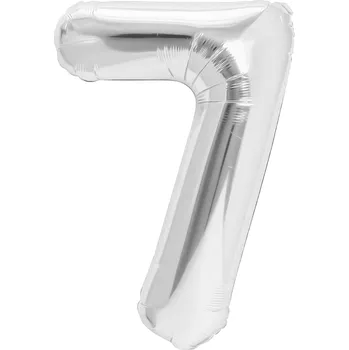 Balónek Fóliový Balón Narozeninová Oslava ČÍSLICE Sedm 7 Stříbrný Velký 40 cm