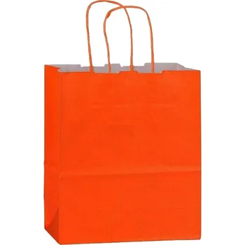 Dárková taška Papírová taška 180x80x220 mm oranžová / 25 kusů / kroucené ucho