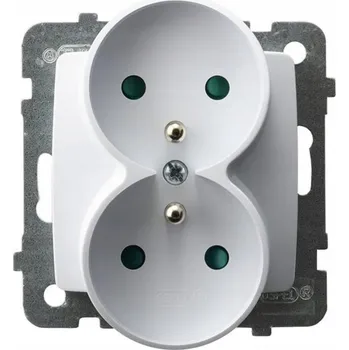 Elektrická zásuvka Ospel Karo Dvojitá Zásuvka Z/U s Clonkami Bílý GP-2SRZP/m/00