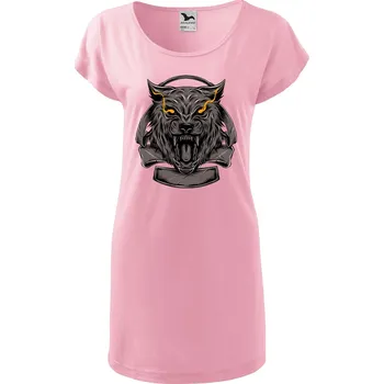 DOBRÝ TRIKO Dámské tričko/šaty Vlčí hlava Velikost: M, Barva: Růžová